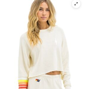 BRAND NEW ORIGINAL PACKAGING Aviator Nation Cream Cropped Sweatshirt